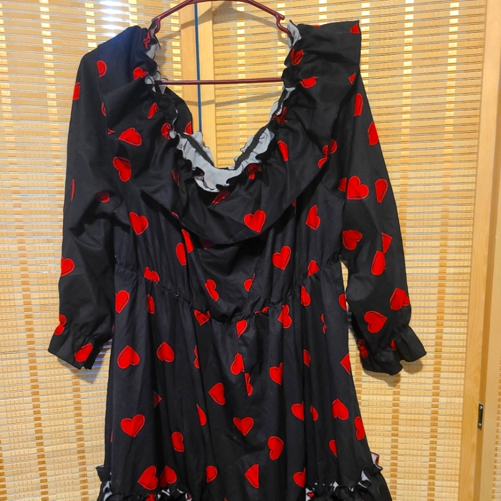 Black with hearts flowy maxi dress